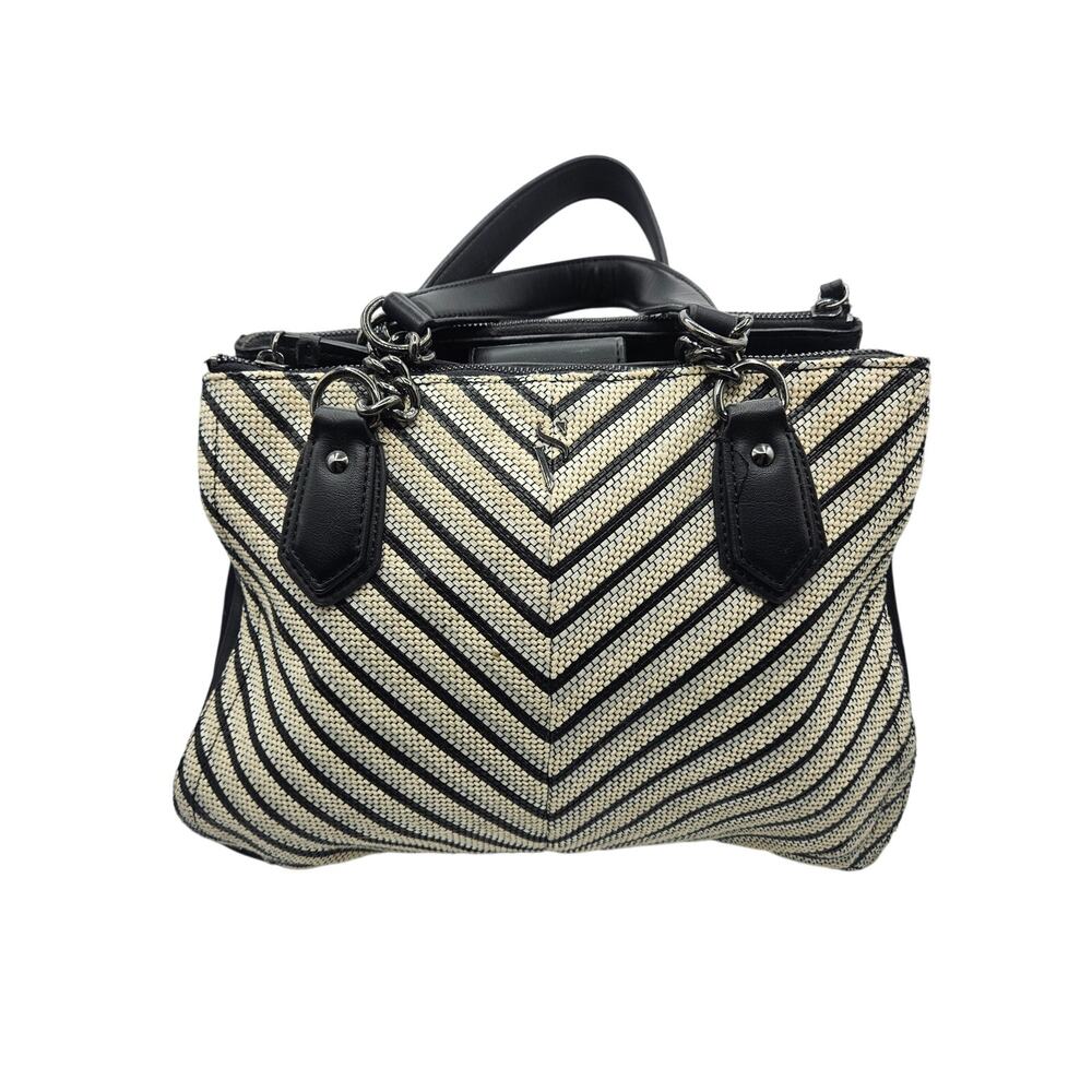 Simply Vera Vera Wang Womeb's Shoulder Bag Black White Woven Chain‎ Handles